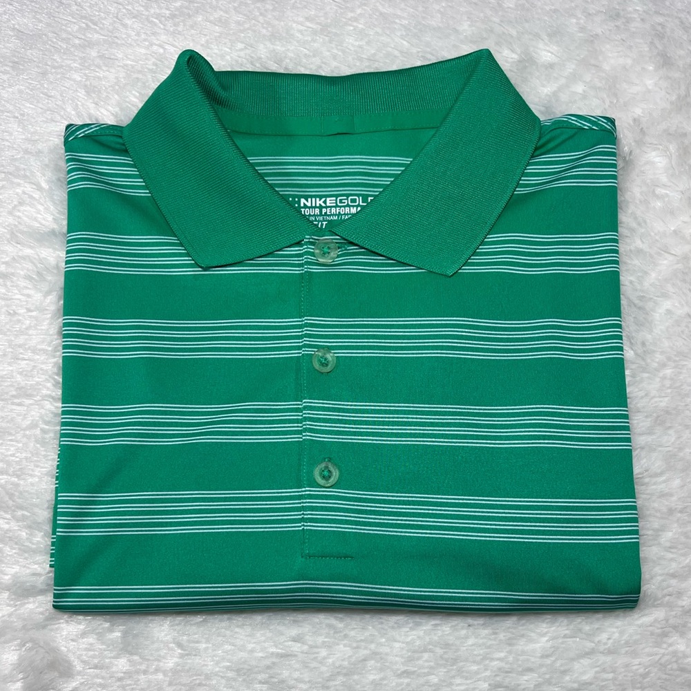 Mens Nike Dri-Fit Golf Tee Tour Performance Sz L Green and White